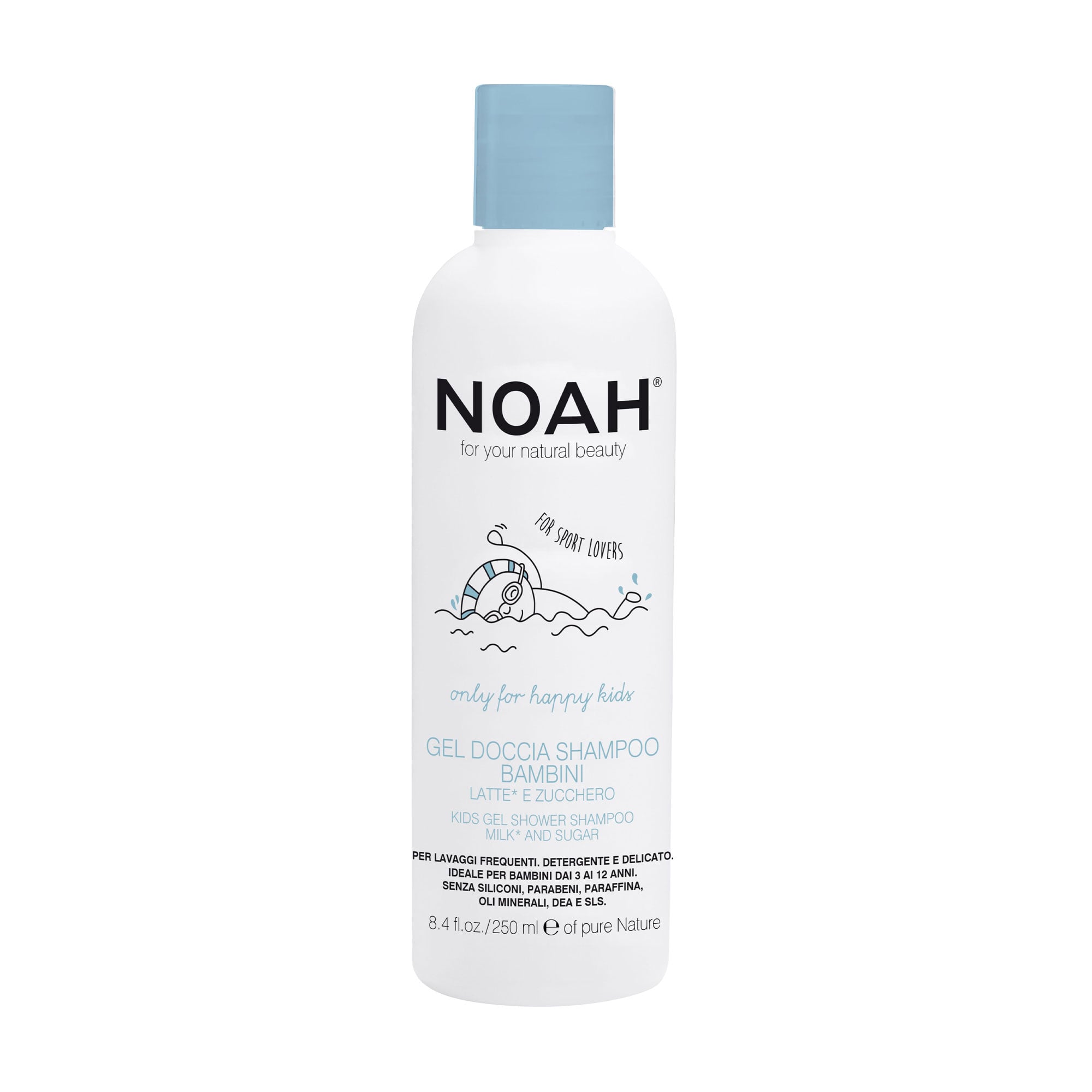 Дитячий гель-шампунь для душу NOAH Kids Gel Shower Shampoo Milk* And Sugar з молоком та цукром, 250 мл